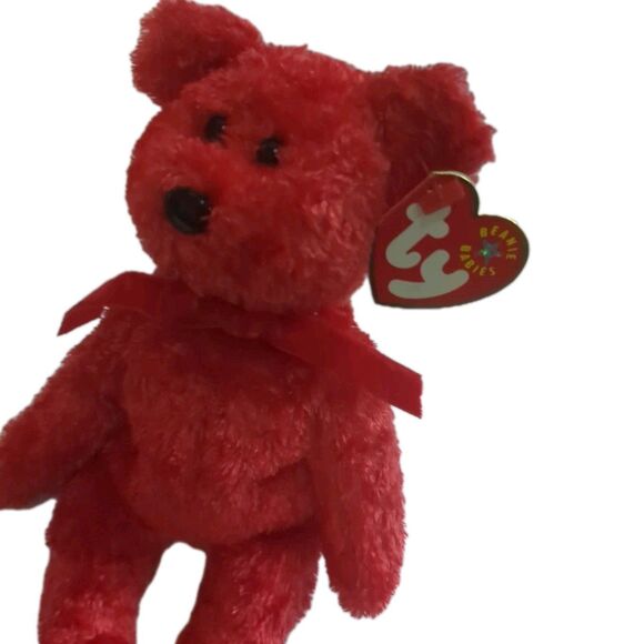 Ty Beanie Babies Collection Sizzle Red Bear Retired Plush 2001 NF New Face - Picture 6 of 8
